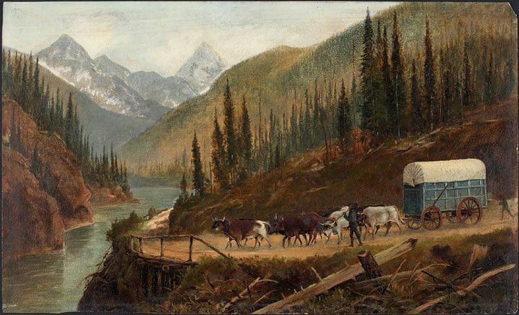 A_Prairie_Schooner_on_the_Cariboo_Road_or_in_the_vicinity_of_Rogers_Pass__Selkirk_Mountains_1_